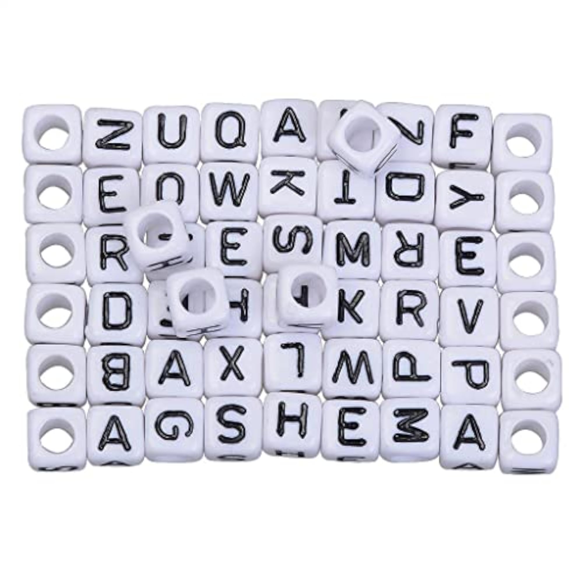 Mix Square Acrylic Alphabet Beads for DIY Crafts, 200 Pieces